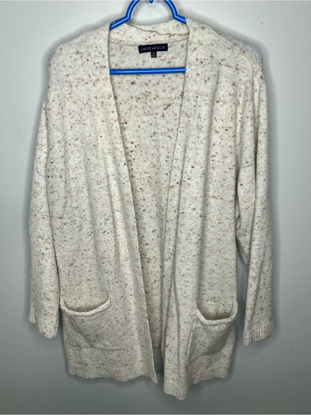 Love+Ellie Open-Front Cream Speckled Cardigan